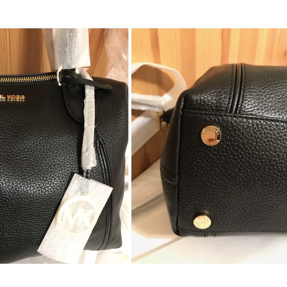 MICHAEL KORS LENOX BLACK PEBBLE LEATHER SATCHEL - Picture 4 of 6